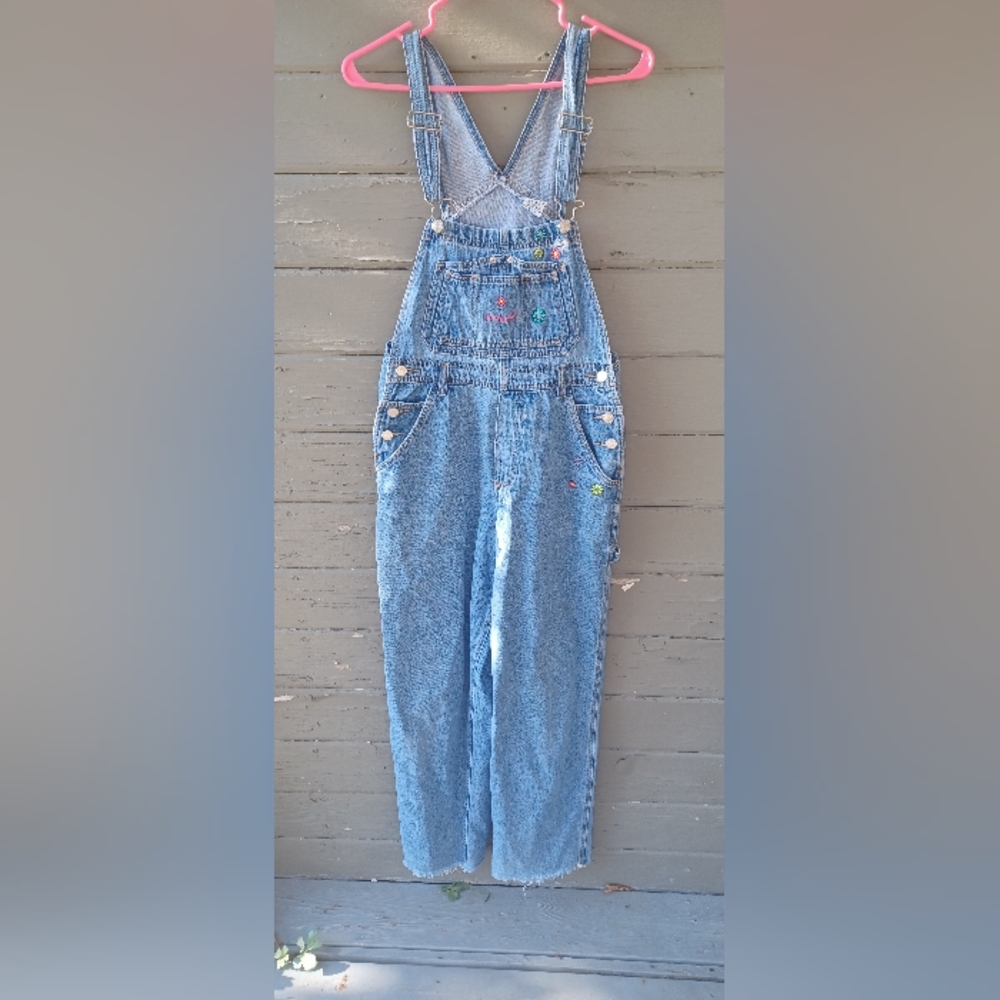 Vintage 90s Jordache Denim Flowers Overalls Size XL/16